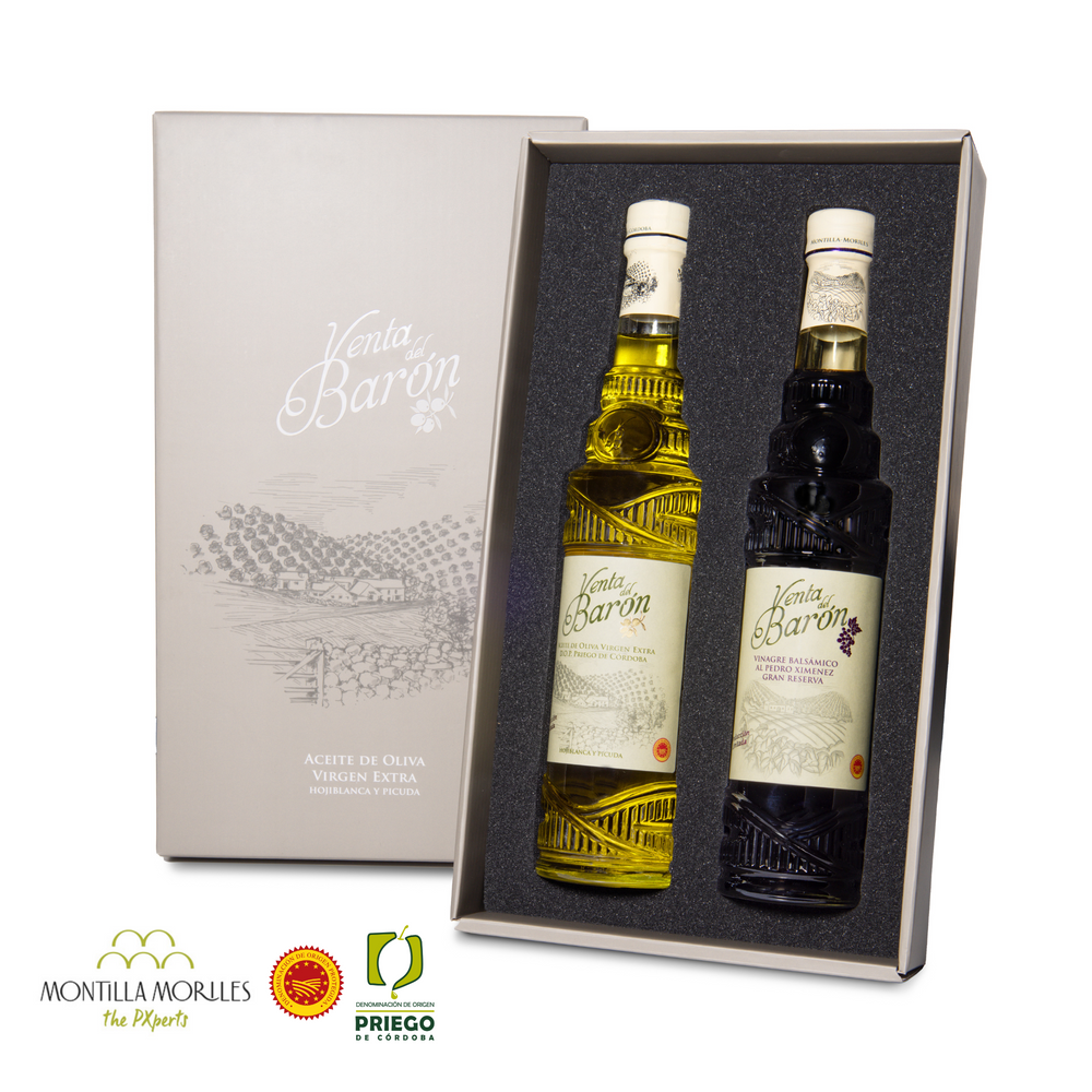 Venta del Barón Preisgekröntes Premium Natives Olivenöl Extra 500ml & Gran Reserva Pedro Ximénez Balsamico-Essig 500ml in Geschenkverpackung